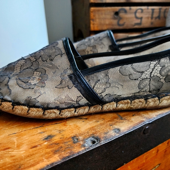 Valentino Black Lace Slip On Espadrilles size 38 - Picture 3 of 9